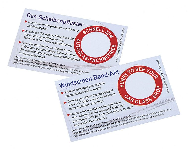 PROGLASS Scheibenpflaster deutsch, Packung zu 50 Stück SPF-050-D