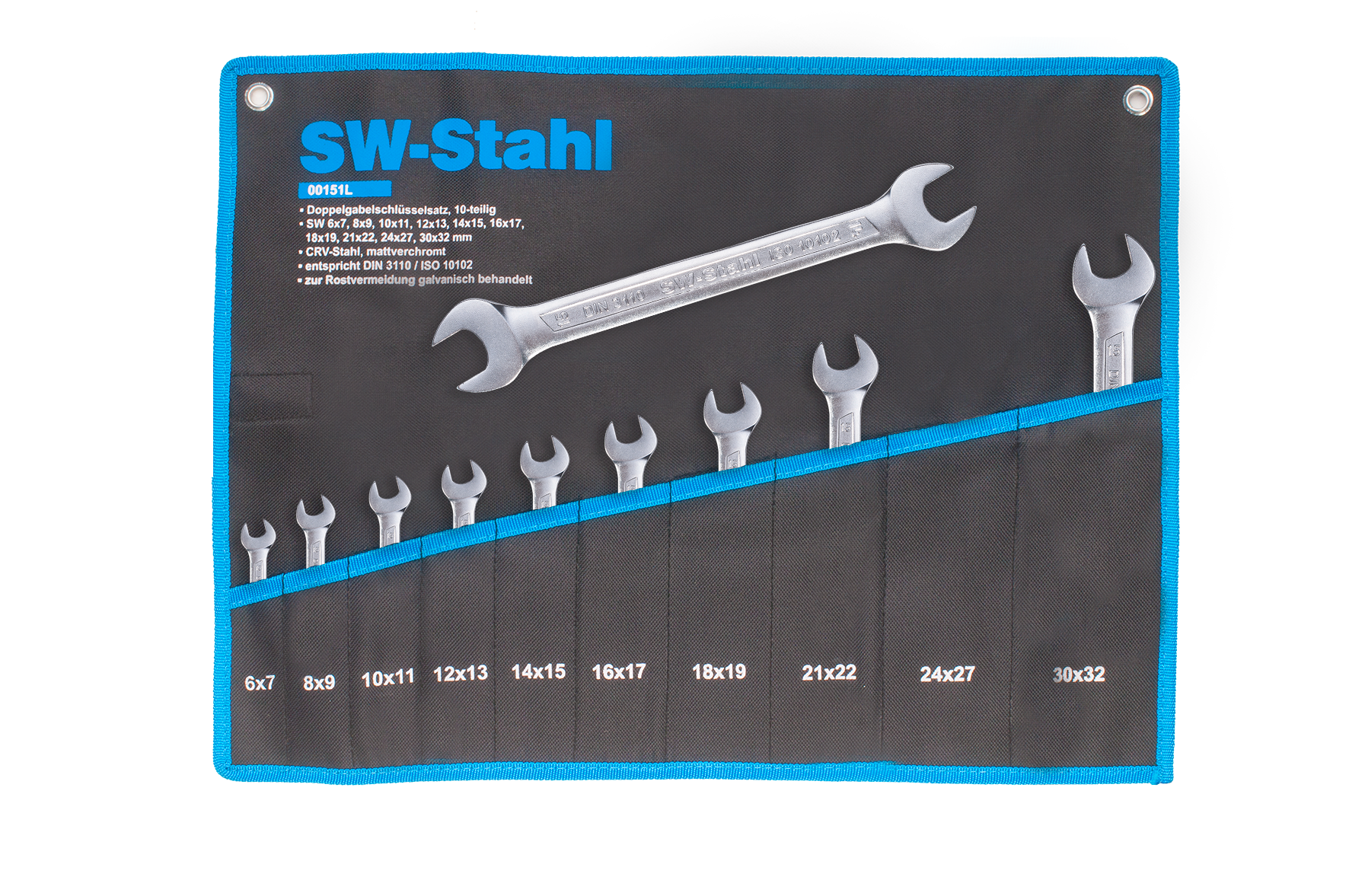 SWSTAHL Metric double open-ended spanner set, DIN 3110 00151L