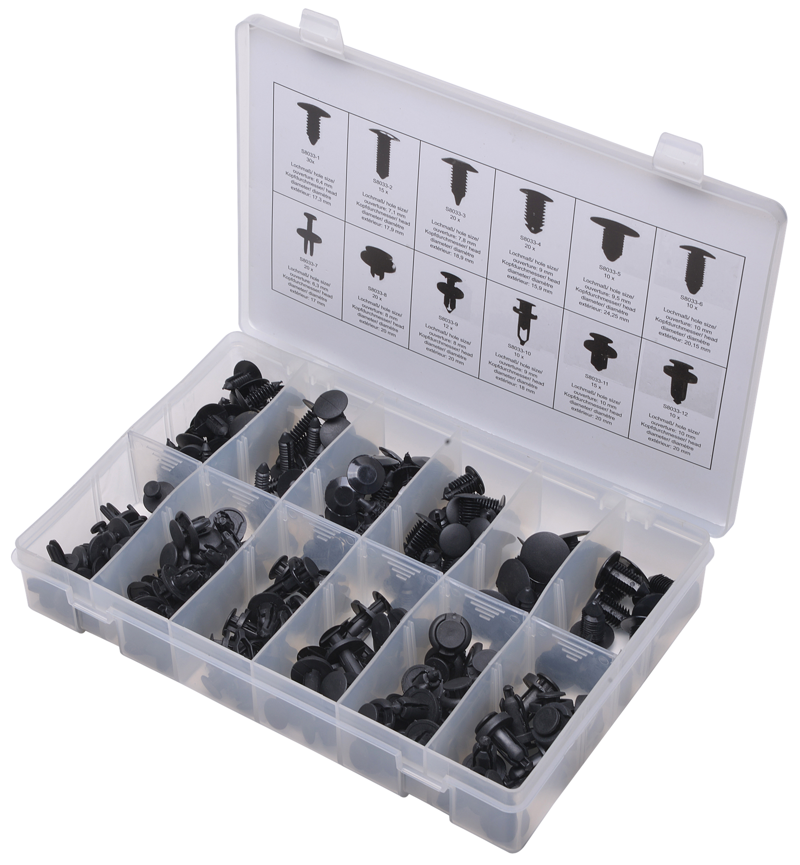 SWSTAHL Mounting clip assortment, universal, 192-piece S8033